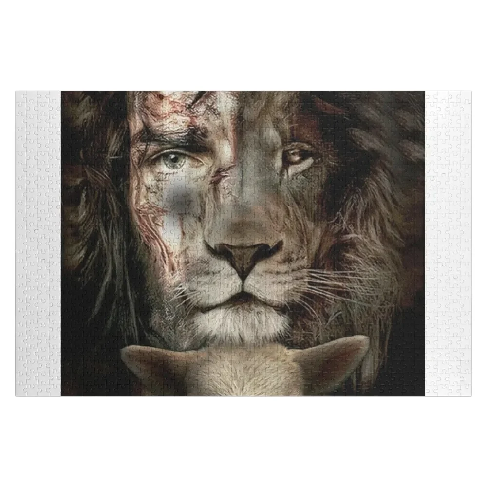 Jesus, Lion, And Lamb Jigsaw Puzzle Personalized Kids Gifts Baby Wooden Puzzle