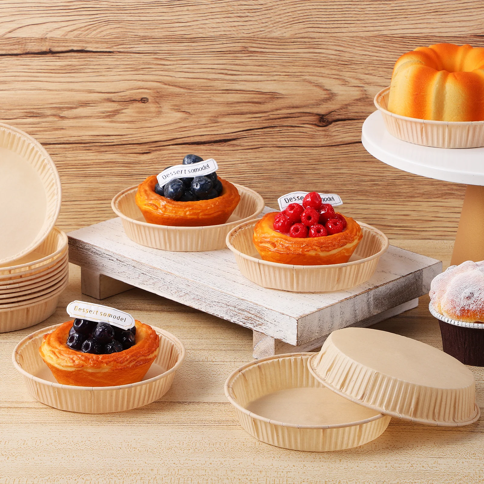 

100 Pcs Gold Mini Tart Pans Baking Small Round Cups Dessert Mousse Cake Grease-Proof Tools
