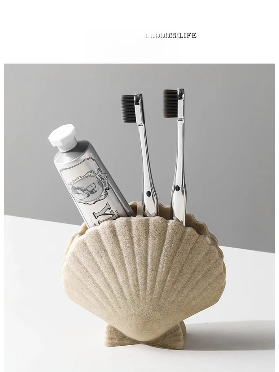 

Держатель для зубных щеток Tlife Sea Sle, декоративный, с узором под морской песок и камень, для хранения зубных паст и косметики, украшение для ванной комнаты