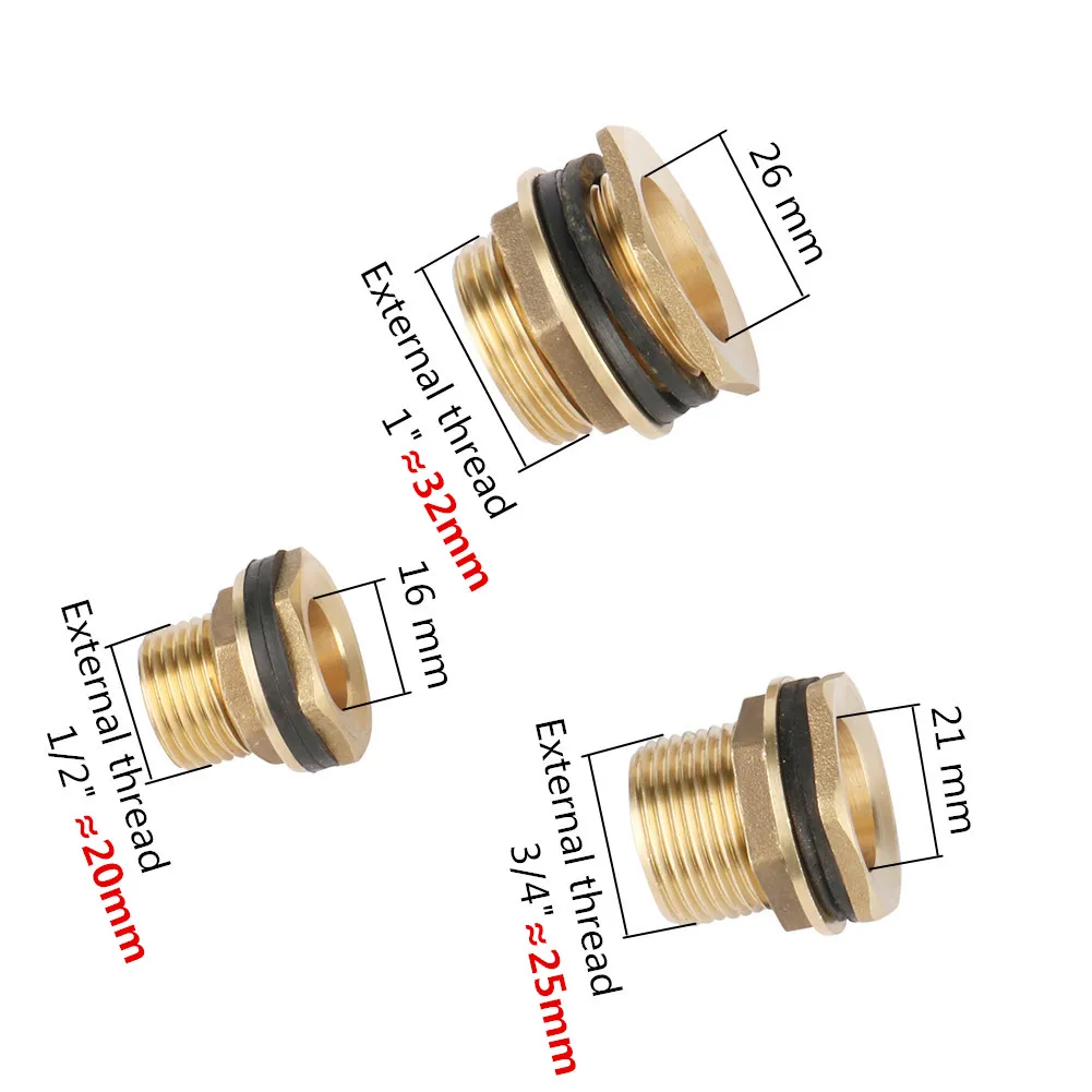 Brass Bulkhead Fitting Water Tank Connector 1/2