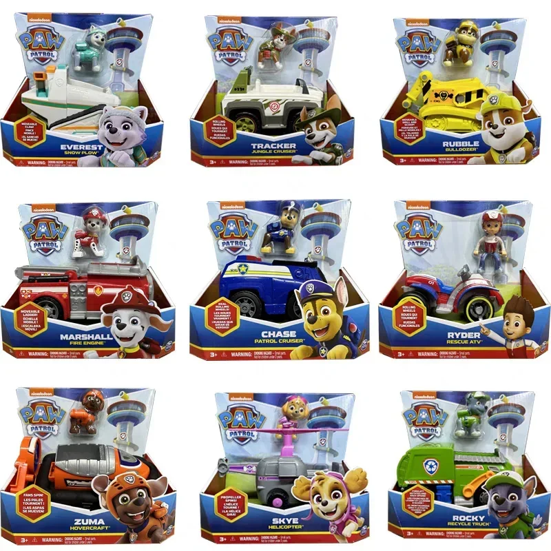 Original Paw Patrol 10kinds Vehicle Car Ryder Tracker Everest Chase Rex Skye Rocky Marshall Zuma Action Figure Toys Kids Gifts