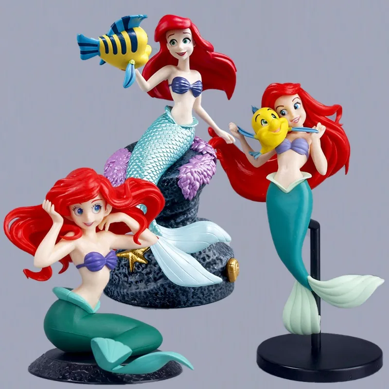 

Disney Cartoon Mermaid Ariel Figure Model Doll Anime Collection Car Cake Decoration Children Birthday Gifts Toys