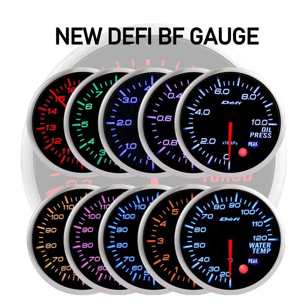 60mm Defi  BF Car Gauge 10 Colors  Water  Temperature  EXT.   Temperature  Turbo  Oil  Pressure  RPM  Vacuum  Racing  Meter