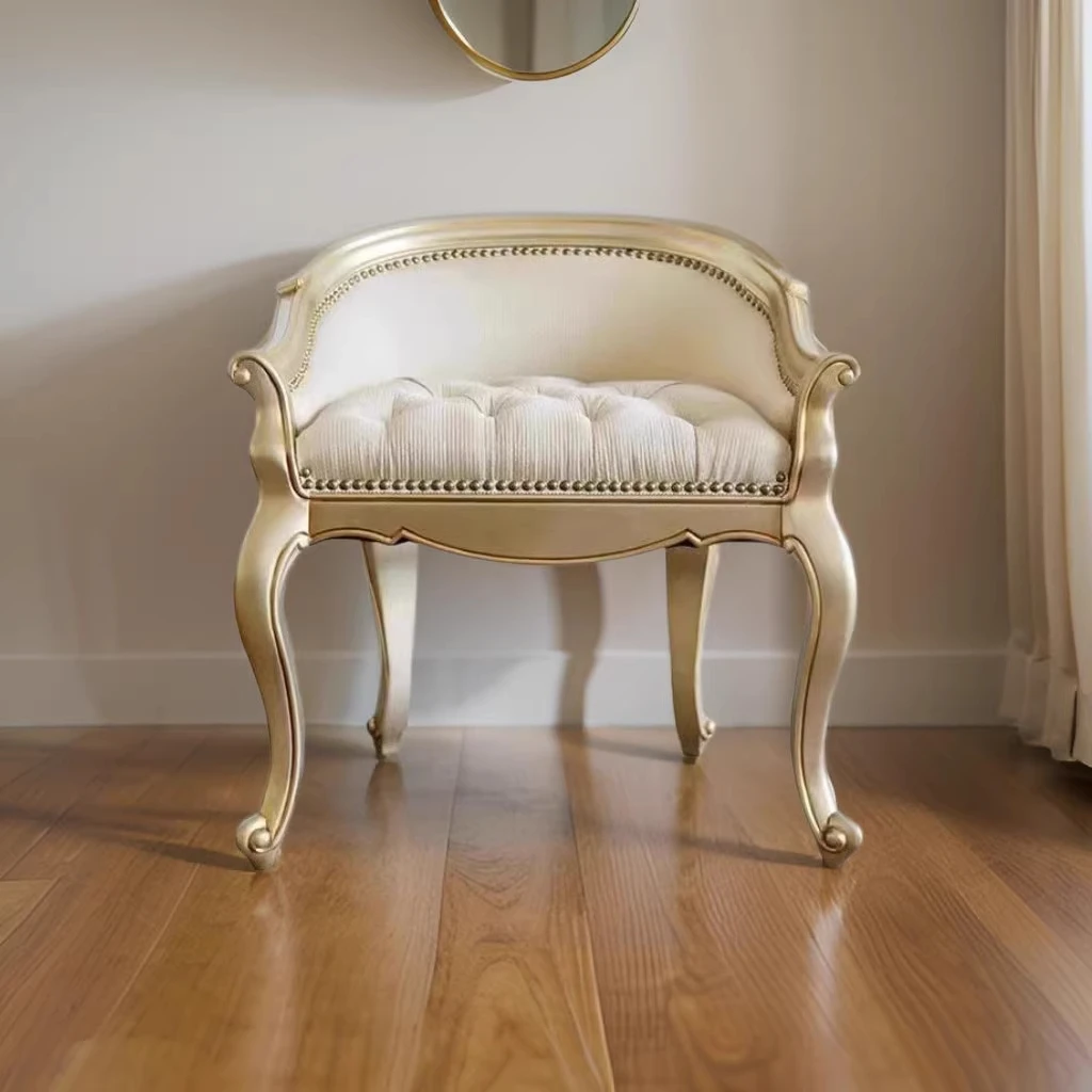 American light luxury solid wood dressing chair French bedroom fabric makeup chair dressing stool simple Internet celebrity sing