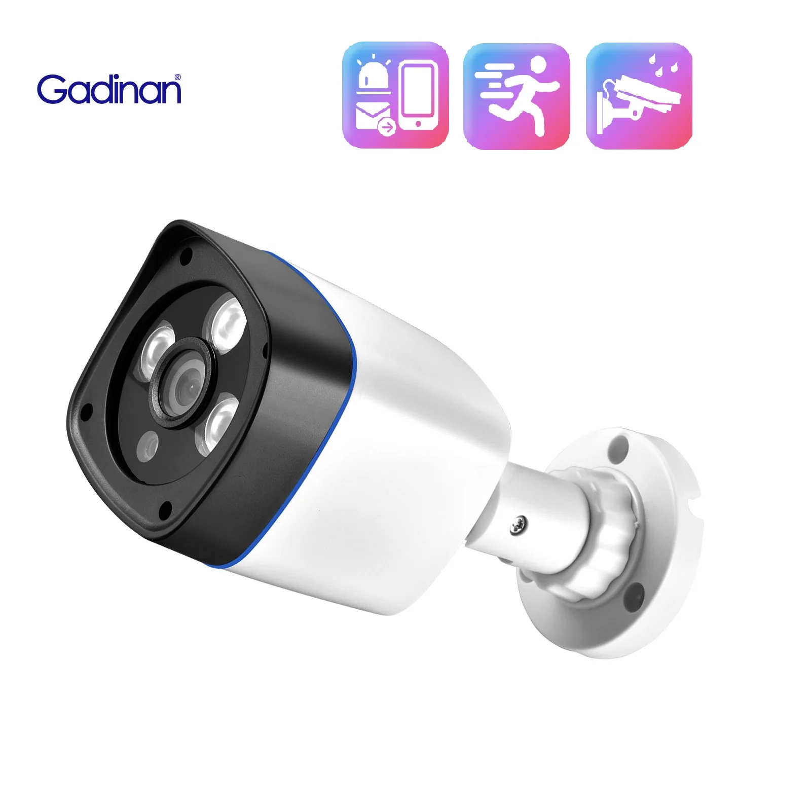 Gadinan 5MP 4MP H.265+ DC 12V 8MP Surveillance Wide Angle Home CCTV Night Vision Outdoor Camera IP Bullet Camera 2.8mm Waterproo