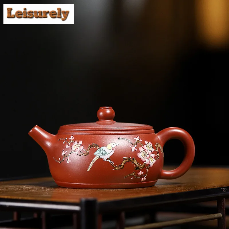 160ml Yixing Purple Clay Teapots Master Handmade Colour Enamels Well Curb Pot Raw Ore Dahongpao Mud Kettle Zisha Tea Set Craft