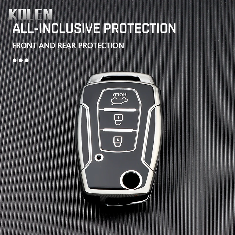 TPU Car Flip Key Case Cover Shell Fob per Ssangyong Kyron 2 Sanka Actyon Korando Tivoli 3 pulsanti portachiavi protettivo portachiavi