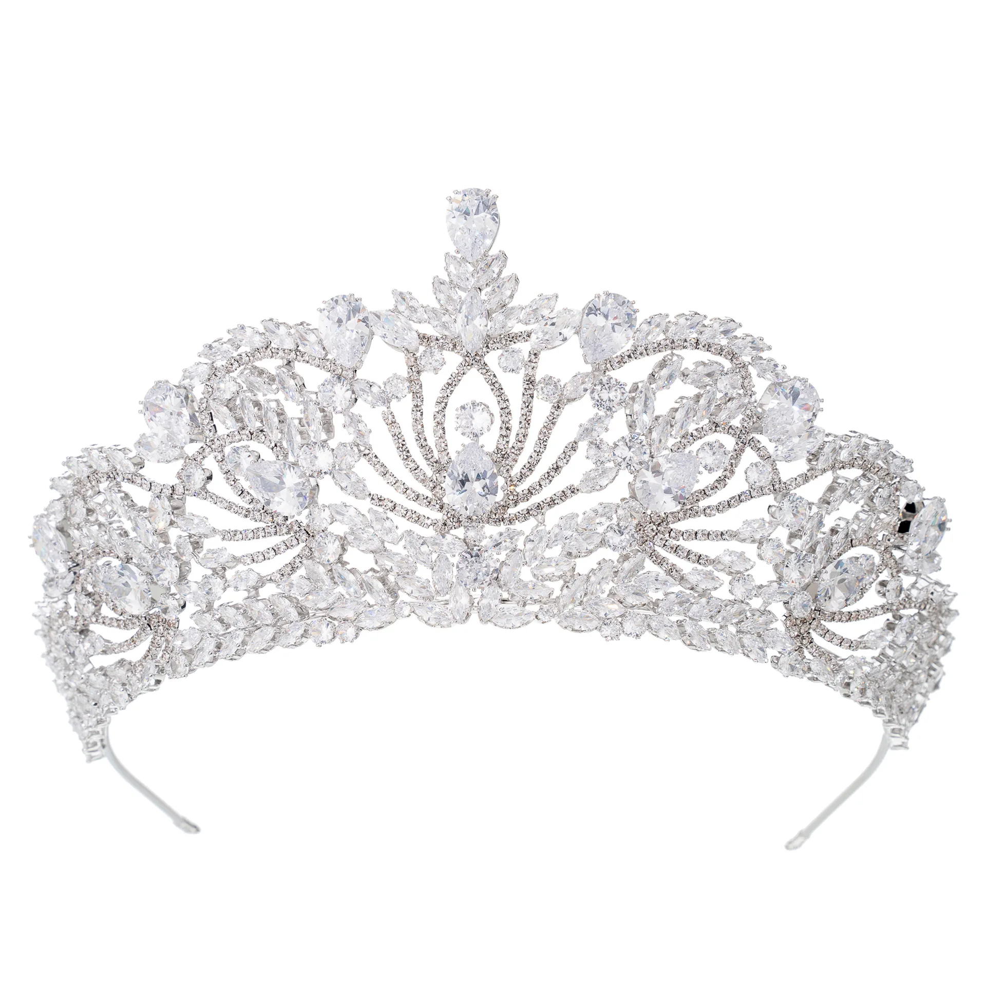 

Luxury Queen Crown For Wedding Bride Headdress Cubic Zirconia CZ Princess Bridal Tiara Crown For Pageant Women Diadem Headpiece