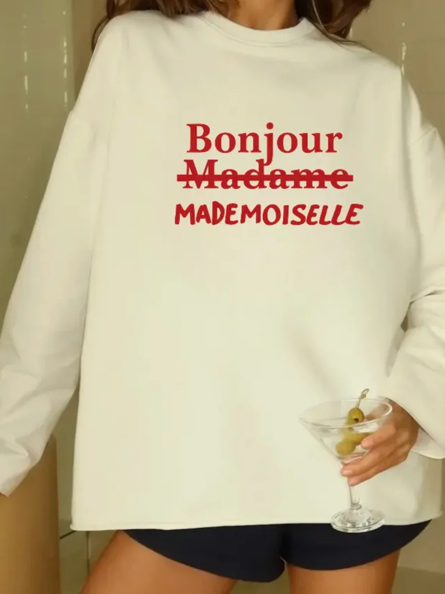 Camisas de manga larga de algodón puro con temperamento Retro, sudaderas finas únicas con estampado de letras bonitas, ropa de calle para mujer, Tops de moda de otoño