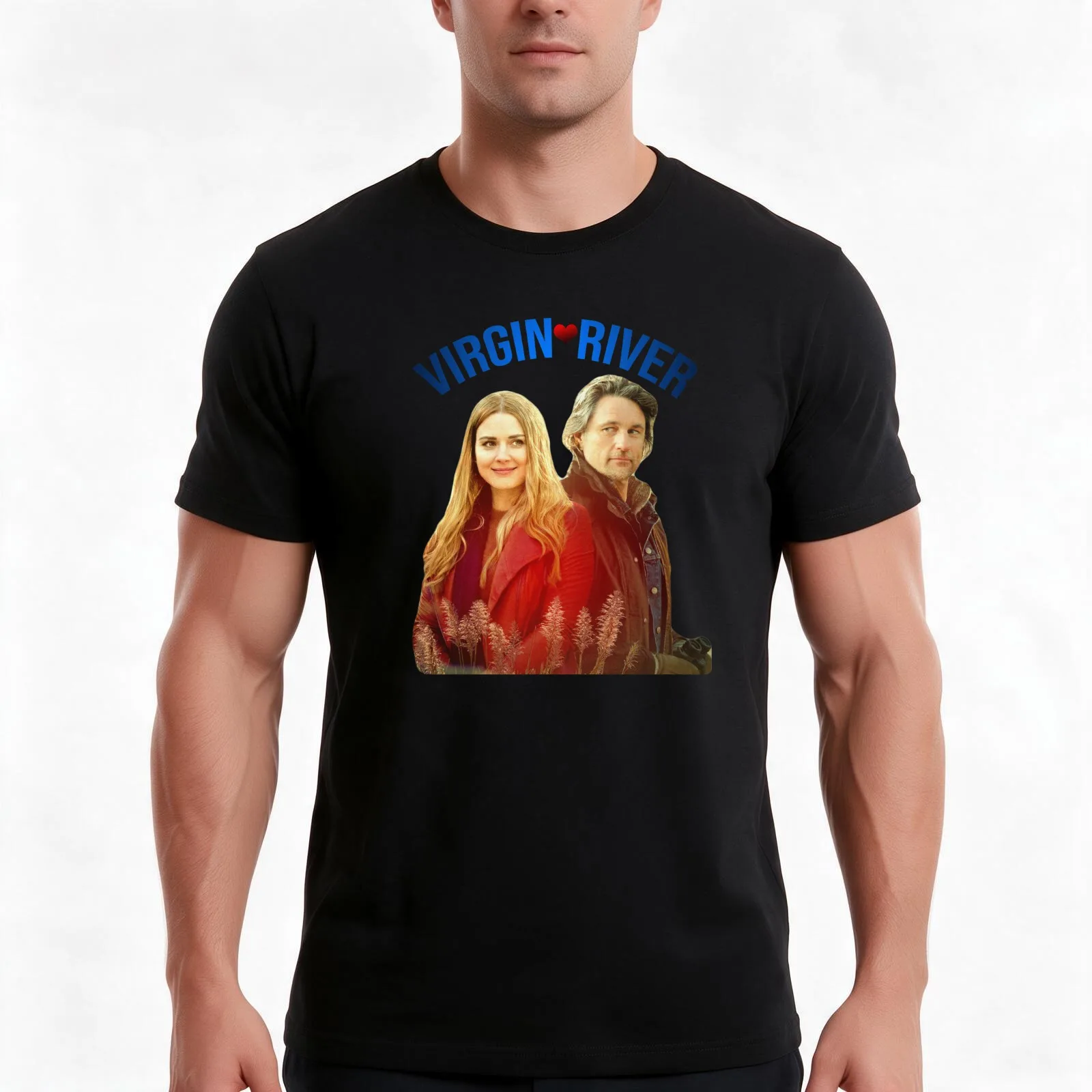 Virgin River Show Poster T-Shirt, Summer Casual Cotton Tee, Oversized Streetwear Tops, Vintage Graphic Print, Unisex Men Women