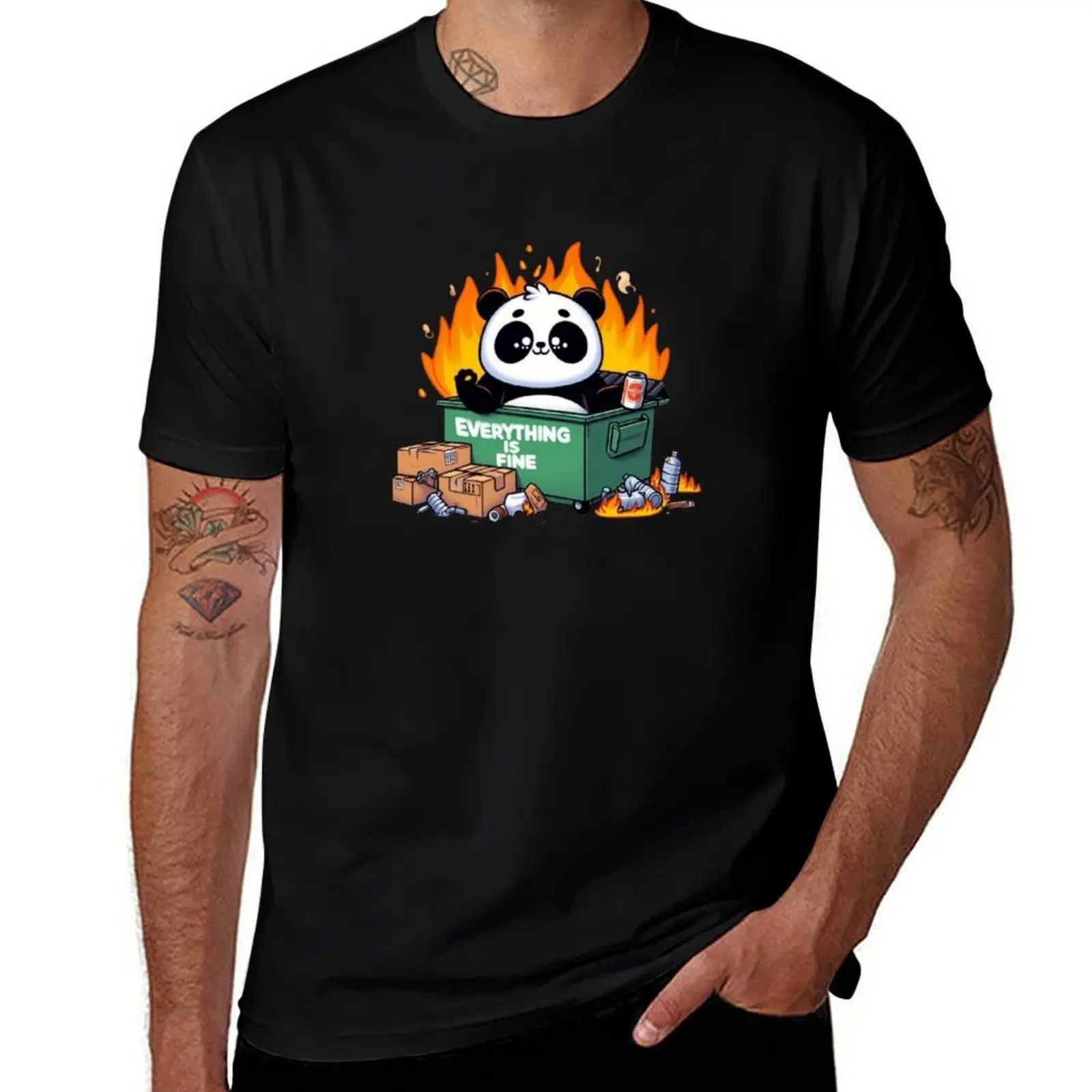 

MEME Chibi Series - Dumpster on Fire Chan Chibi T-Shirt anime hippie clothes animal prinfor boys Men's cotton t-shirt