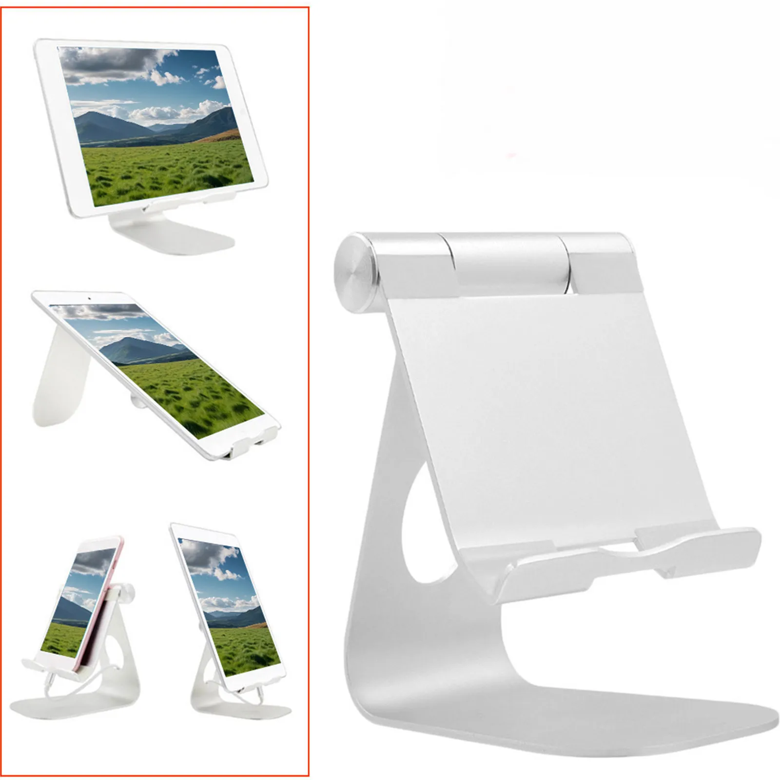 Desktop Tablet Stand Adjustable Aluminum Holder Dock Multi-Angle Viewing Charging Port Anti-Slip Base for Kindle E-Reader