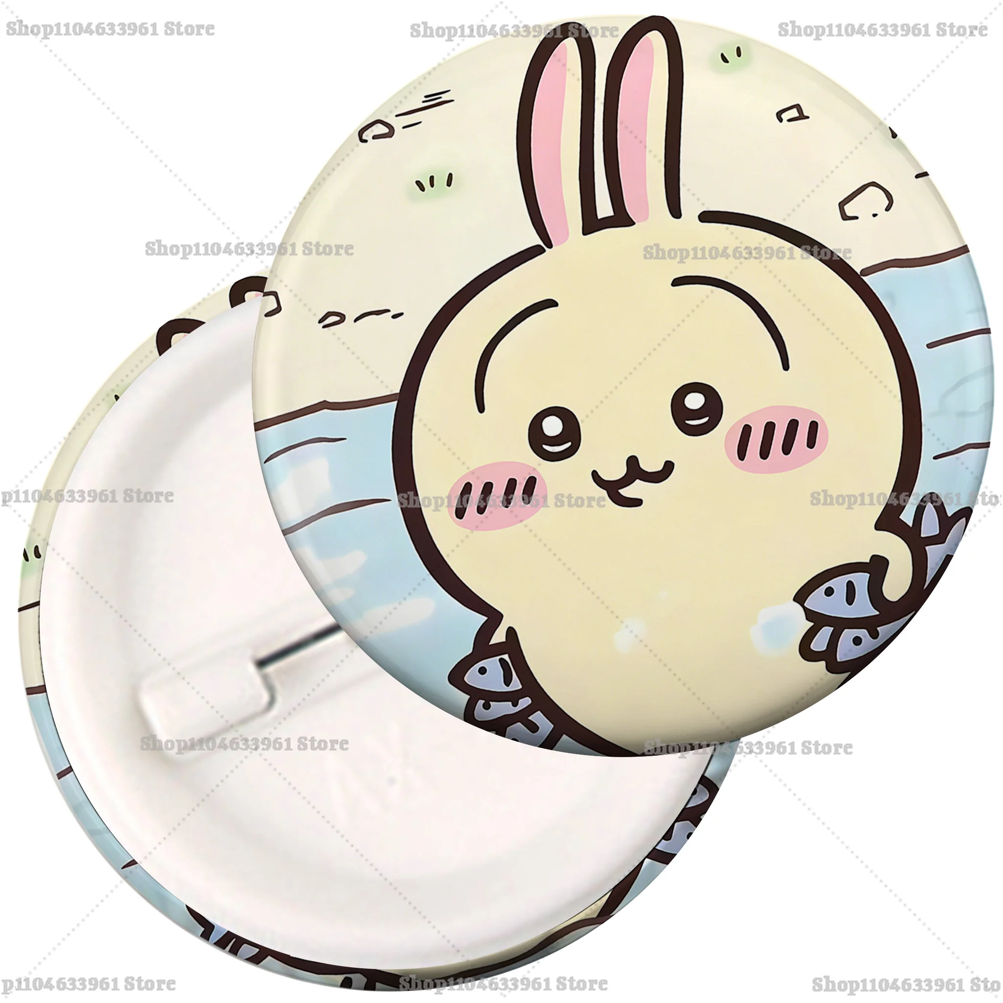 58mm Chiikawa Anime-Anstecknadeln: Kreative Hachiware Usagi Broschen, Runde Abzeichen für Rucksack und Kleidung, Dekorationsgeschenk – Detail 6