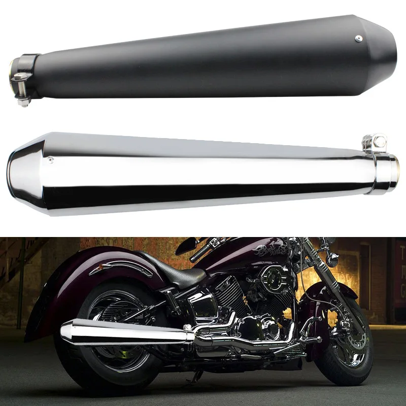 

Motorcycle modified exhaust pipe, round mouth with net retro exhaust pipe