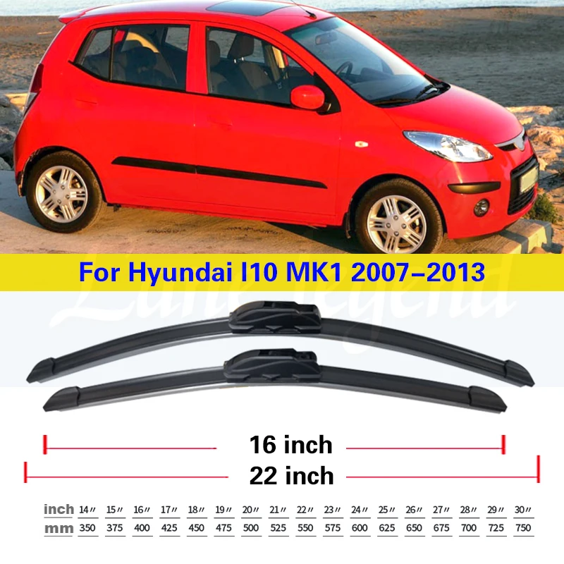 Car Front Rear Window Washer Windscreen Windshield Wiper Blades Arm For Hyundai I10 MK1 2007-2013 2008 2009 2010 2011 22\