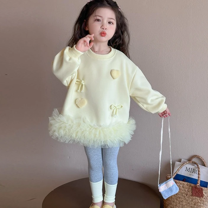 

Girls Suit 2025 Autumn New Children's Clothing Korean Style Girl Baby Tie-in Hoodie Leggings Two-piece Casual Simple Daily