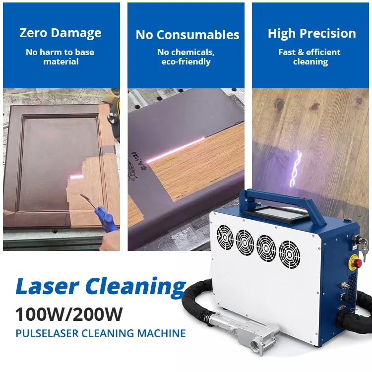 Pulse Fiber Laser Cleaning Machine for Oil Stain Rust Coating Materials Paints Removal Laser Cleaner