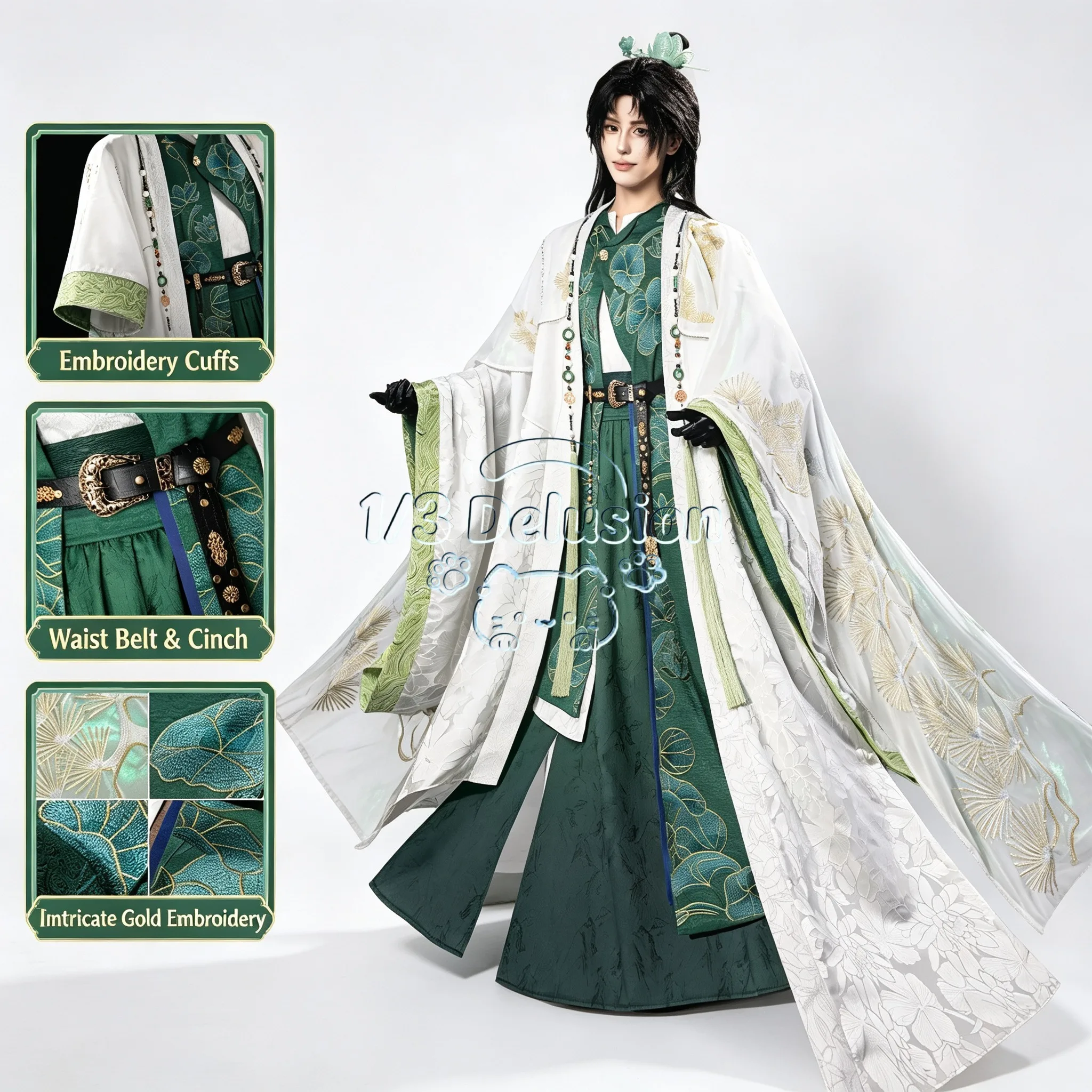 Chen Zixi Cosplay Costume Where Winds Meet Chen Zixi Costume Men Wuxia Hanfu Ancient Style Outfit Halloween Carnival 1/3Delusion