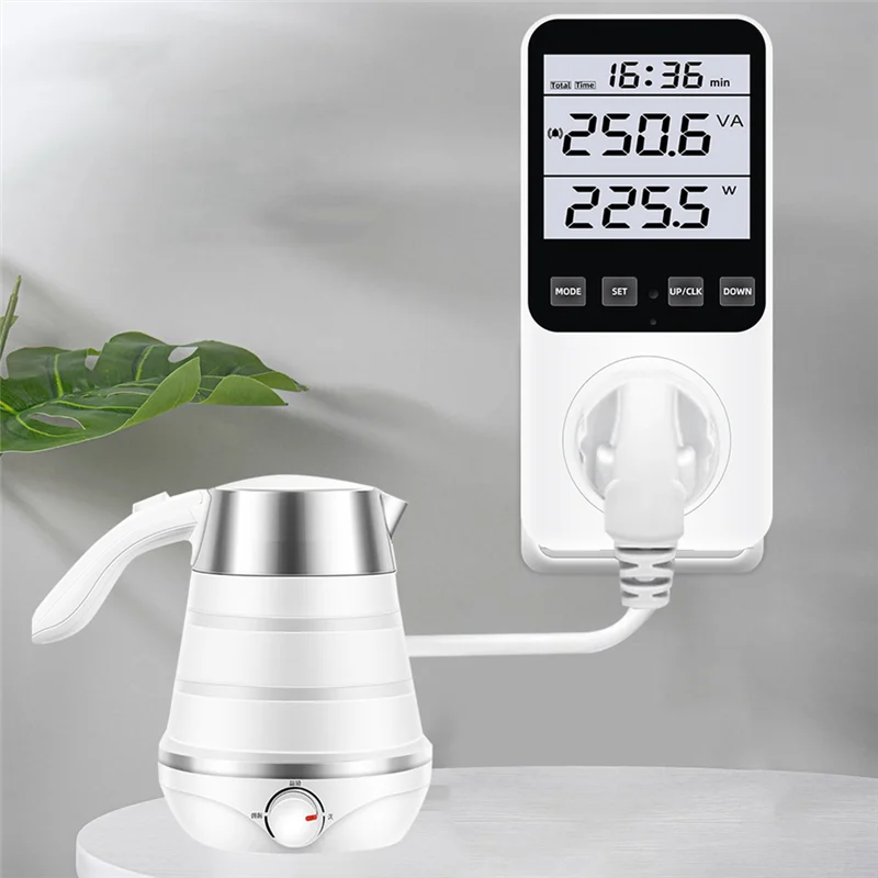 AB08-EU Plug,Digital Energy Meter Wattmeter Socket Voltage Power Consumption AC230V 16A Electricity Analyzer Monitor Tester