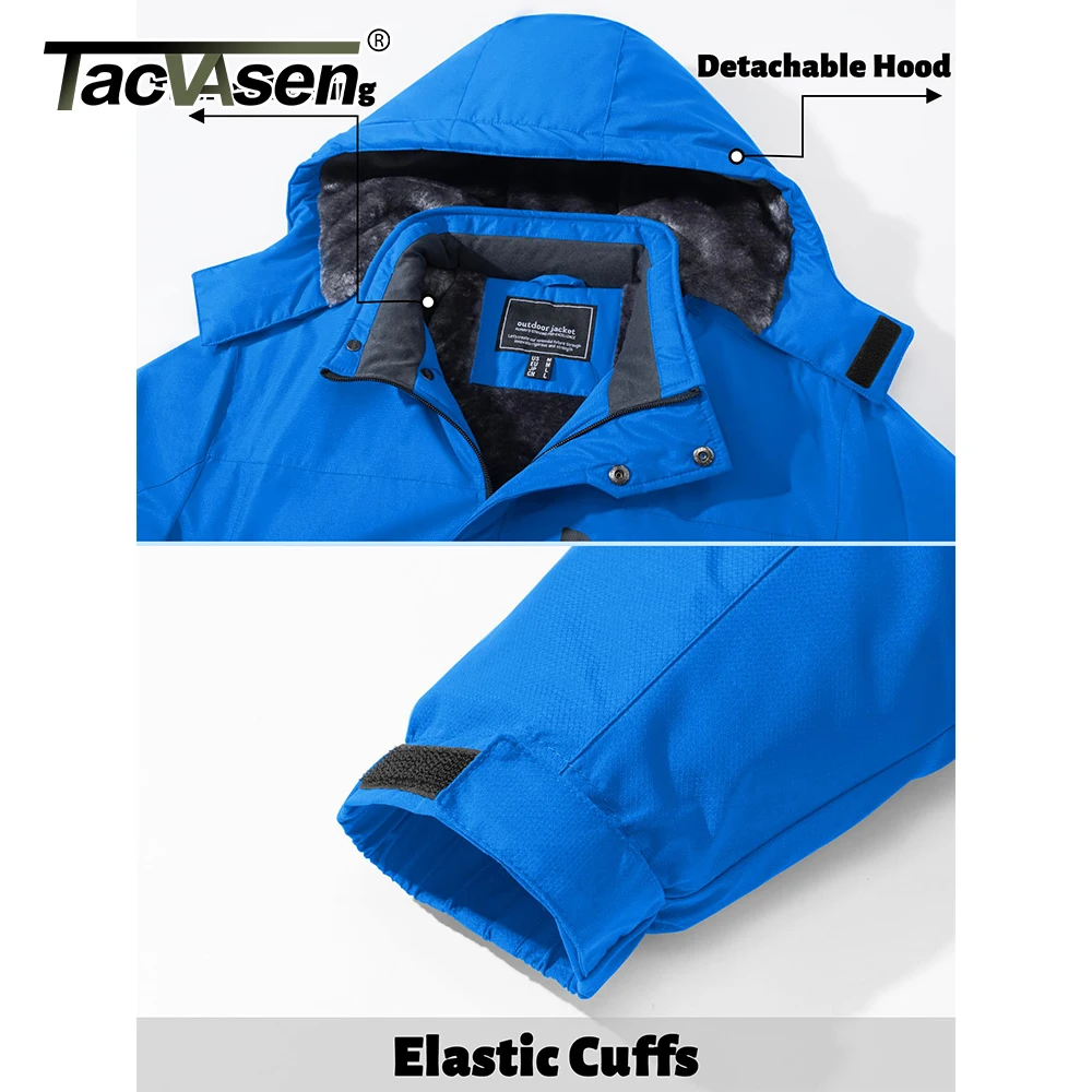 TACVASEN fodera in pile da uomo giacca termica inverno neve lavoro all\'aperto cappotto con cappuccio tasche con Zip impermeabile escursionismo sci