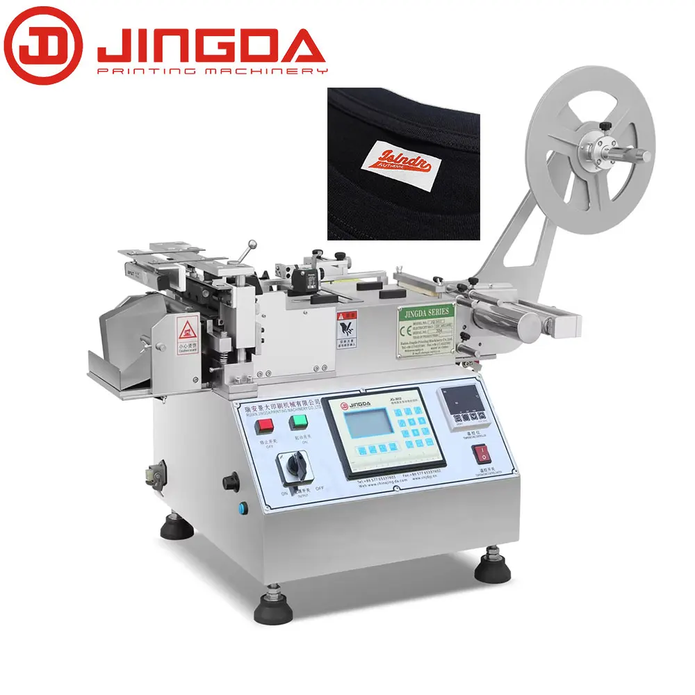 JQ-3012 Jingda Small Size Hot and Cold Knife Satin Ribbon Label Cutting Machine for Nylon Taffeta, Cotton Tape and Paper
