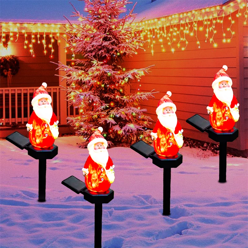 

Christmas Decoration LED Solar Lights Resin Snowman Santa Claus Outdoor Waterproof Garden Courtyard Atmosphere Lawn Lamps