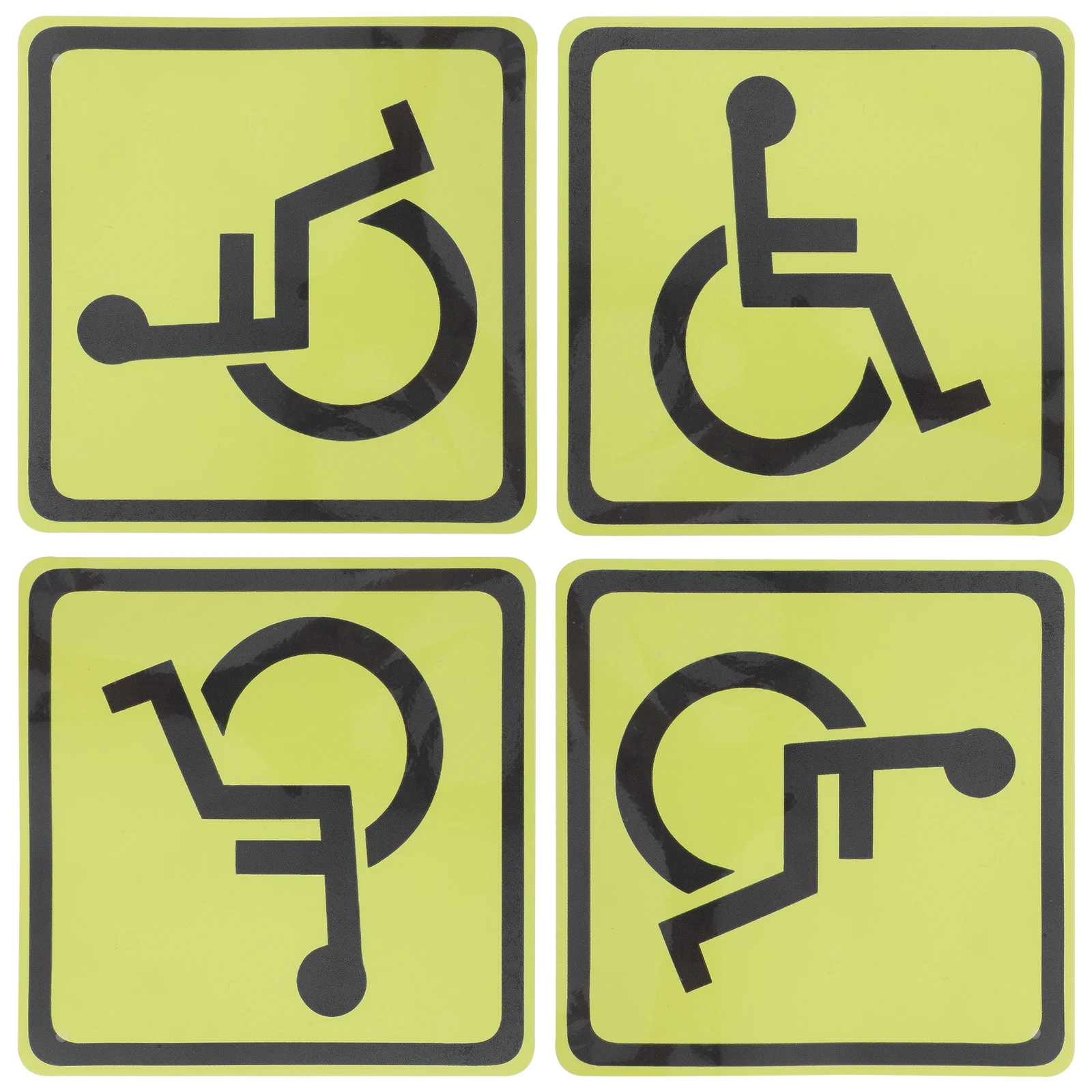 4 pezzi adesivi per disabili Decalcomanie simbolo per sedia a rotelle per disabili ad alta visibilità per uso interno ed esterno Assistive per sedie a rotelle