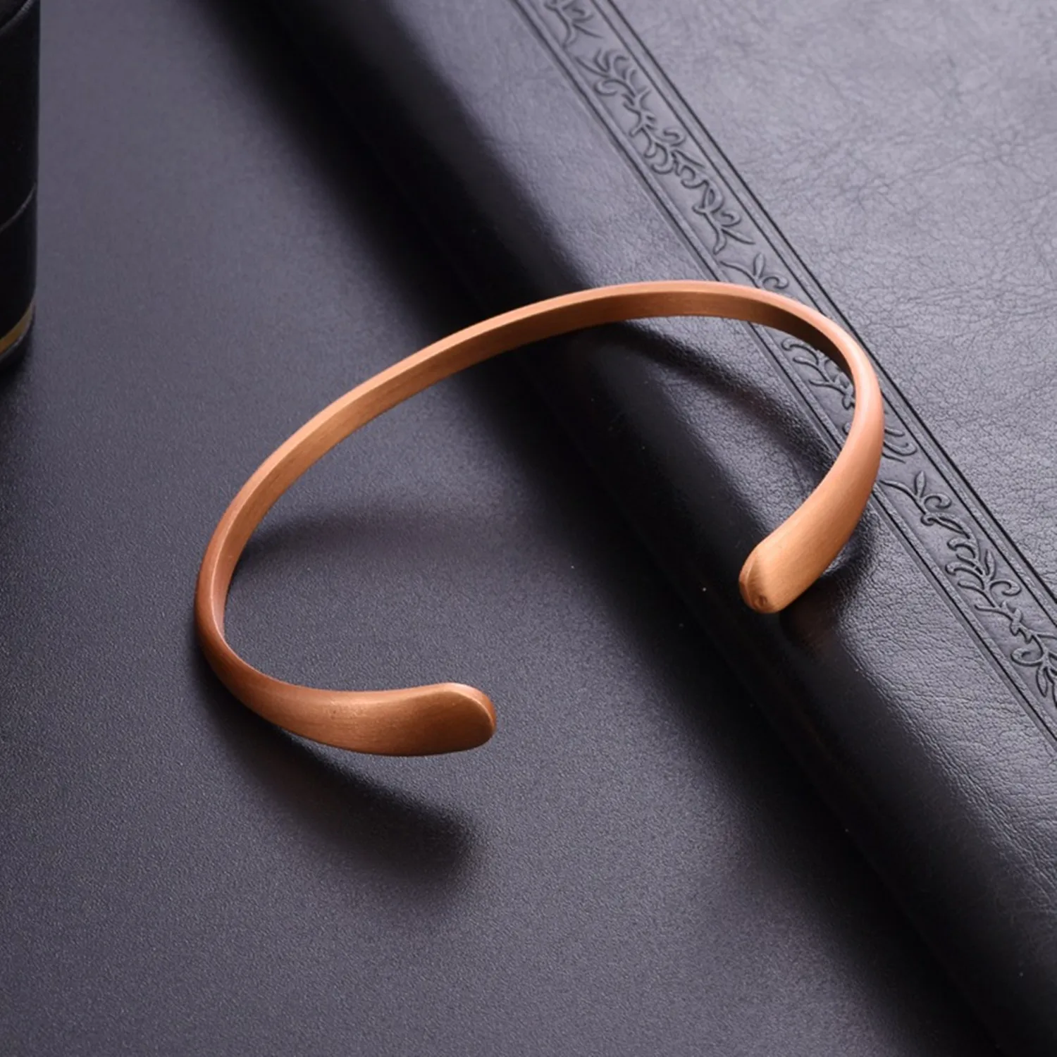 ARADOO Petal Design Pure Copper Bracelet for Women Men Open Cuff Bangle Jewelry Gifts