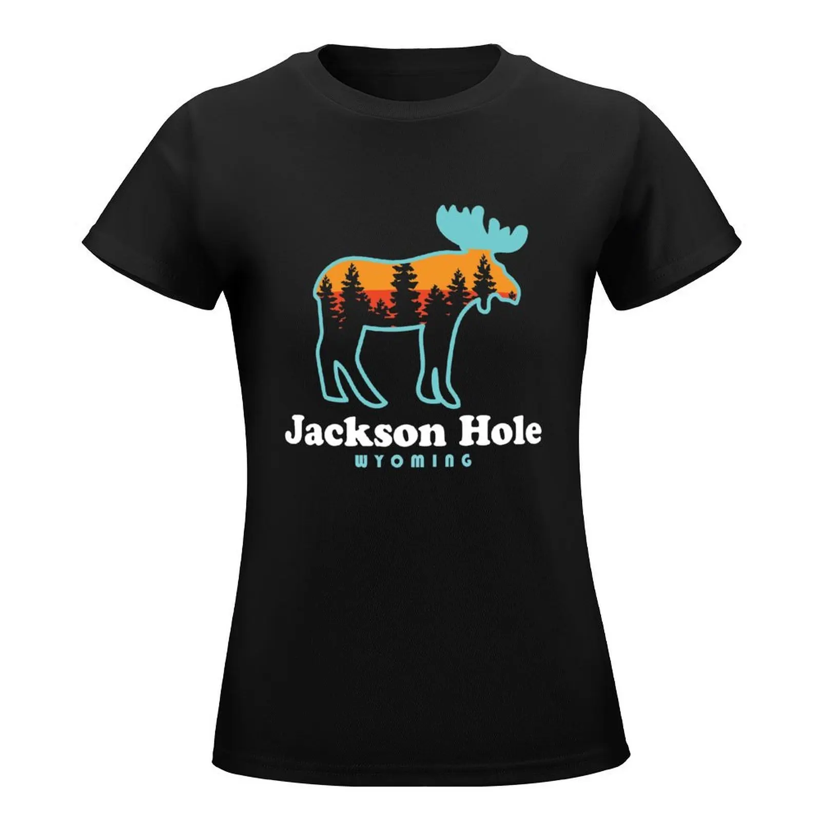 Jackson Hole Wyoming Moose Grand Tetons T-Shirt animal prinfor graphics animal print rock and roll t shirts for Women