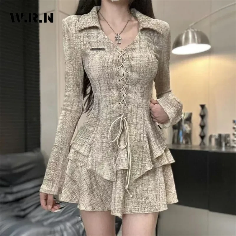 2024 Autumn Clubwear Sexy Style Printting Skirt Two Piece Set Women Sheath Lace-up Top + Short Skirt Hotsweet Skirt 2 Piece Set