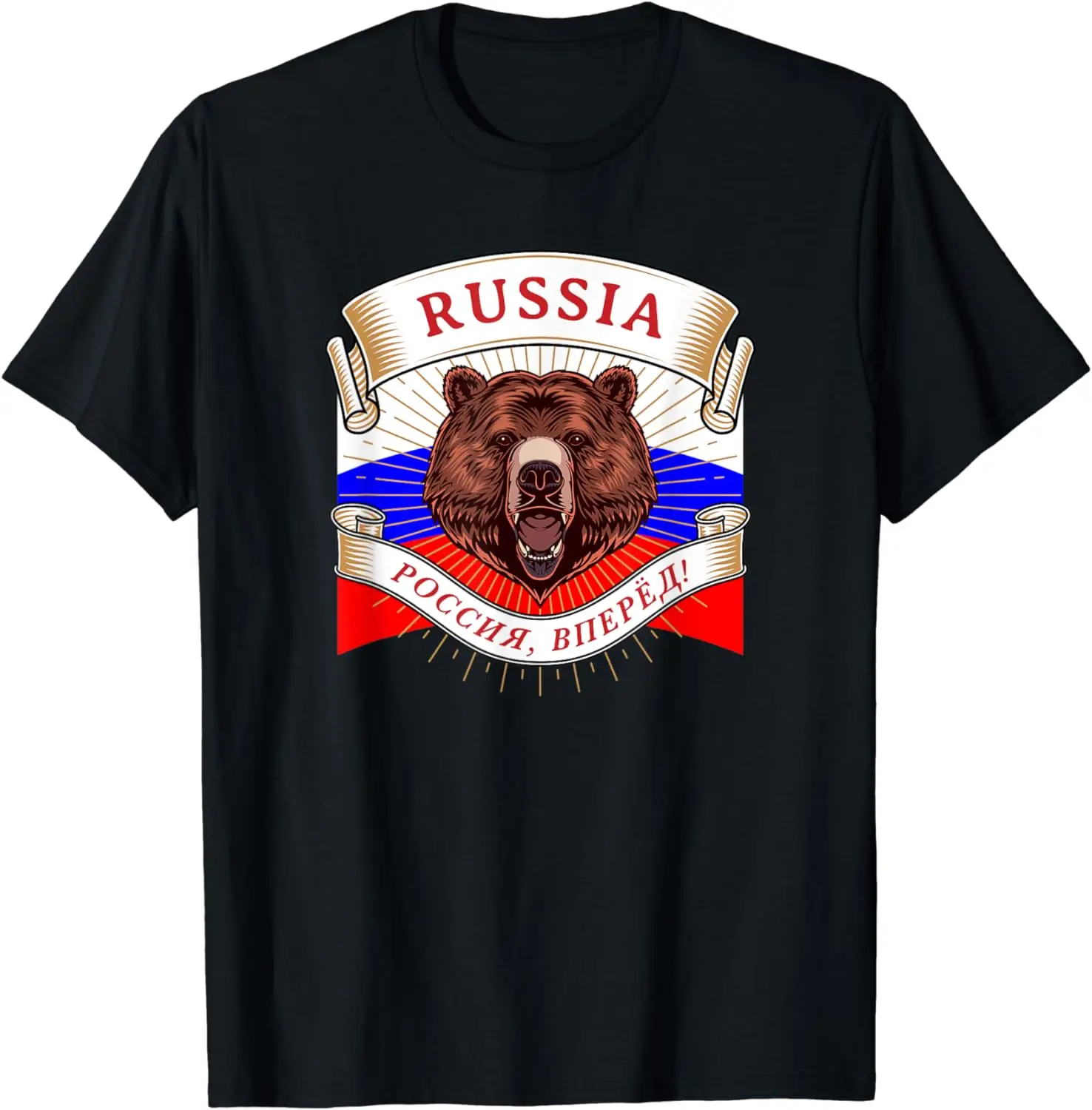 

Russian Bear and Flag - Russia T-Shirt 100% Cotton O-Neck Summer Short Sleeve Casual Mens T-shirt Size S-3XL