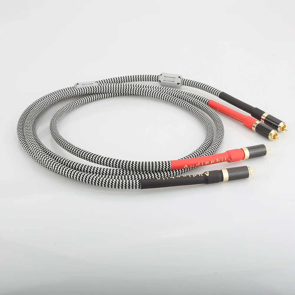 1 Pair Hifi Audio Silver Plated Stereo RCA TO RCA Phono Interconnect Cable Male to male Audio Cable HIFI