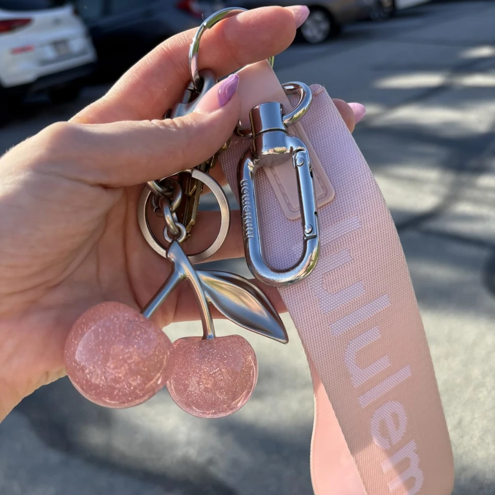 Fashion Delicious Red Cherry Keychain Summer Fruits Cherries Pendant Keyring For Women Men Jewelry Bag Key Accessories Gift image 4