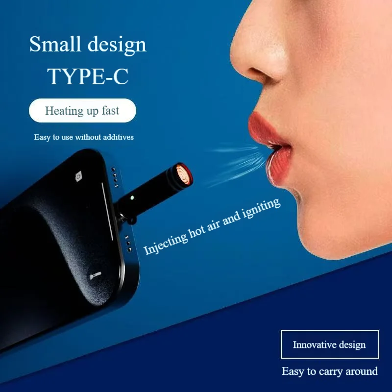 Type-C Mini Cigarette Lighter Without Built-In Battery Metal Wireless  Cigarette Lighter Intelligent Blow Air And Ignite