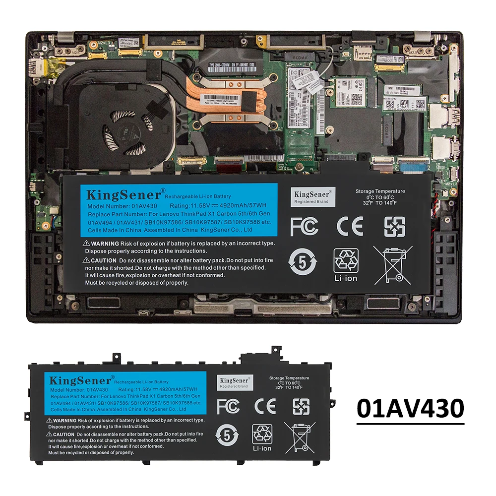 KingSener 01AV430 01AV429 01AV494 Akku für Lenovo Thinkpad X1 Carbon 5. Generation 2017 6. Generation 2018 Serie SB10K97586 01AV431 SB10K97587 – Detail 6