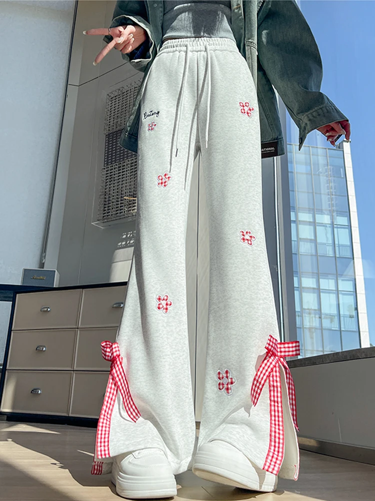 女性秋冬新作蝶結びマイクロフレアロングパンツハイウエストスリムデザインセンスドレープカジュアルパンツ