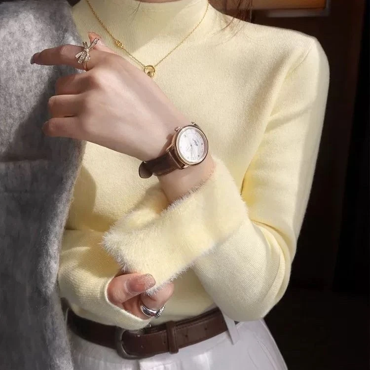 Women's Half Turtleneck Thermal Knit Sweater Fleece Lined Warm Base Layer Top 2026 Fall Winter Cozy Pullover