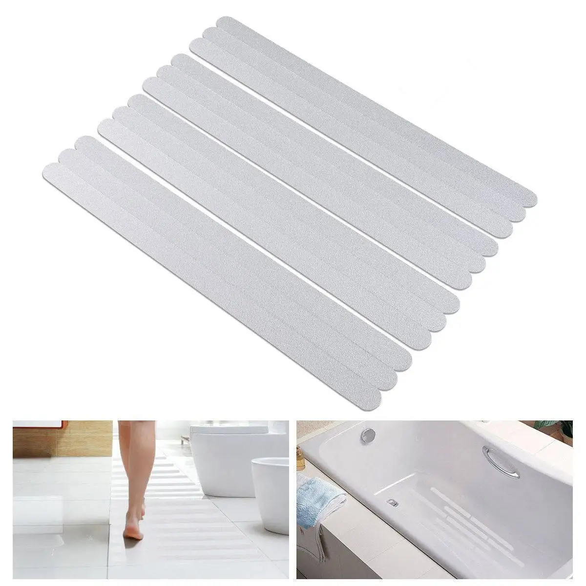 12Pcs Non Slip Anti Sticker Tape White 38x2cm Stair Treads Steps Ladders Ramps Scaffolding Bus Anti Slip Floor Tape Safety