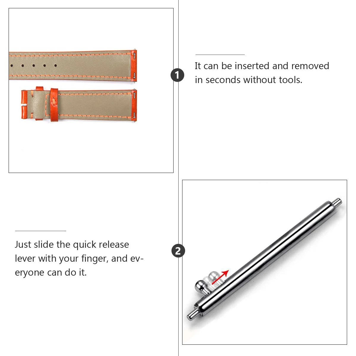 20Pcs Stainless Steel Watch Band Pins Spring Bars Quick Release Tool Metal Strap Repair Link Removable Accessory