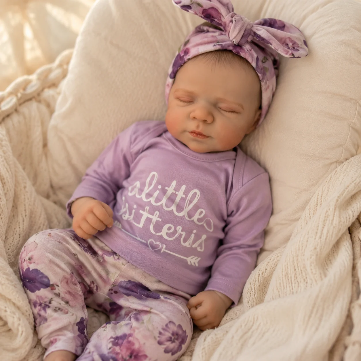 18 Inch Pascale Reborn Baby Doll Closed Eyes Full Vinyl Body Hand Painted Lifelike Realistic Newborn Collectible Art Gift