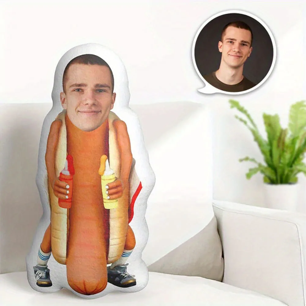 Funny Hot Dog Shaped Decorative Pillow, Unique Birthday Gift, Hug Gift, Suitable for Christmas