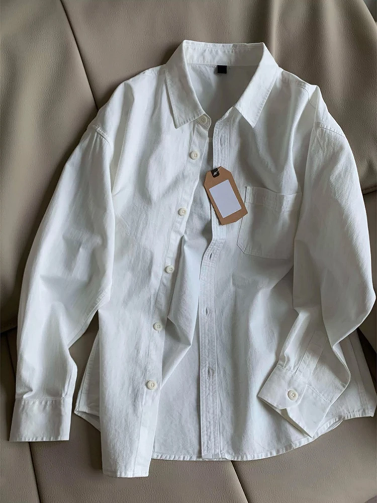 

Белая мужская свободная куртка из полиэстера с отложным воротником, весенняя, для многослойного ношения, в американском стиле, для пар, Cleanfit