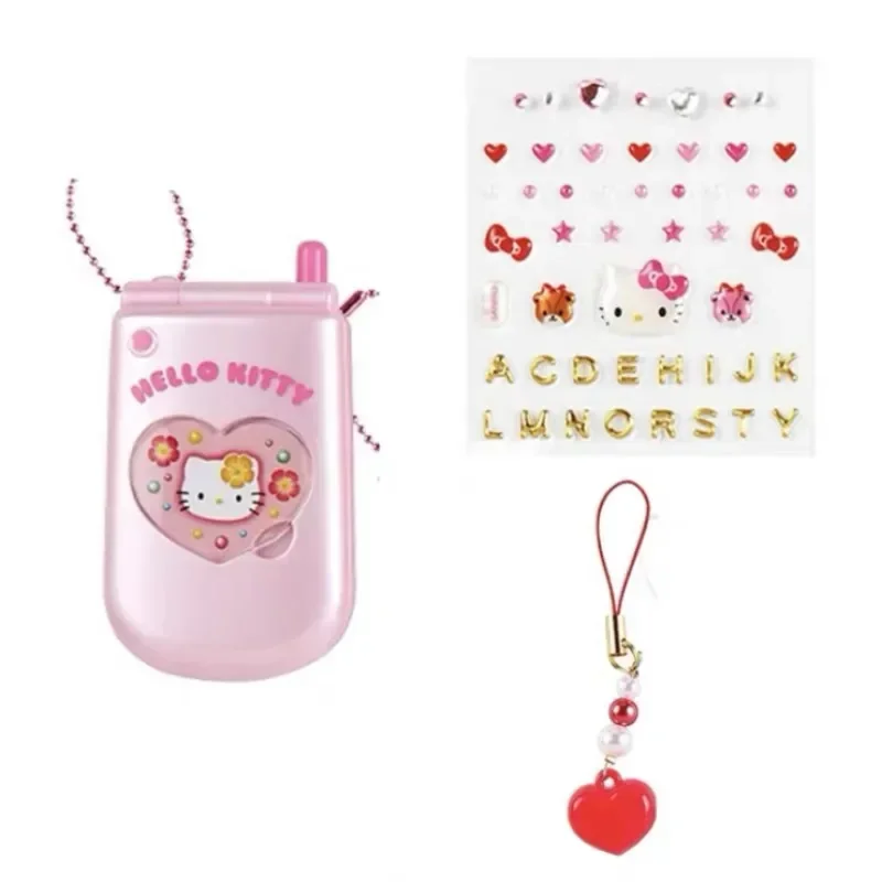 Niedlichen Sanrio Flip Phone Modell Hallo Kitty Kuromi meine Dame DIY Aufkleber Spielzeug Cosplay Prop Mädchen Herz Kawaii Harajuku für Kinder Geschenk