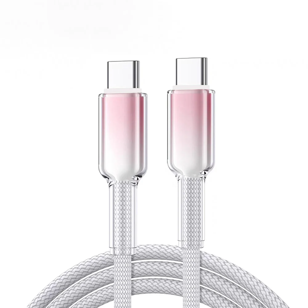 NNBILI Anti-overheat 65W Cable For iPhone 16 15 Pro Max Transparent Fast Charging Dual Type C Cable For Macbook Xiaomi Samsung