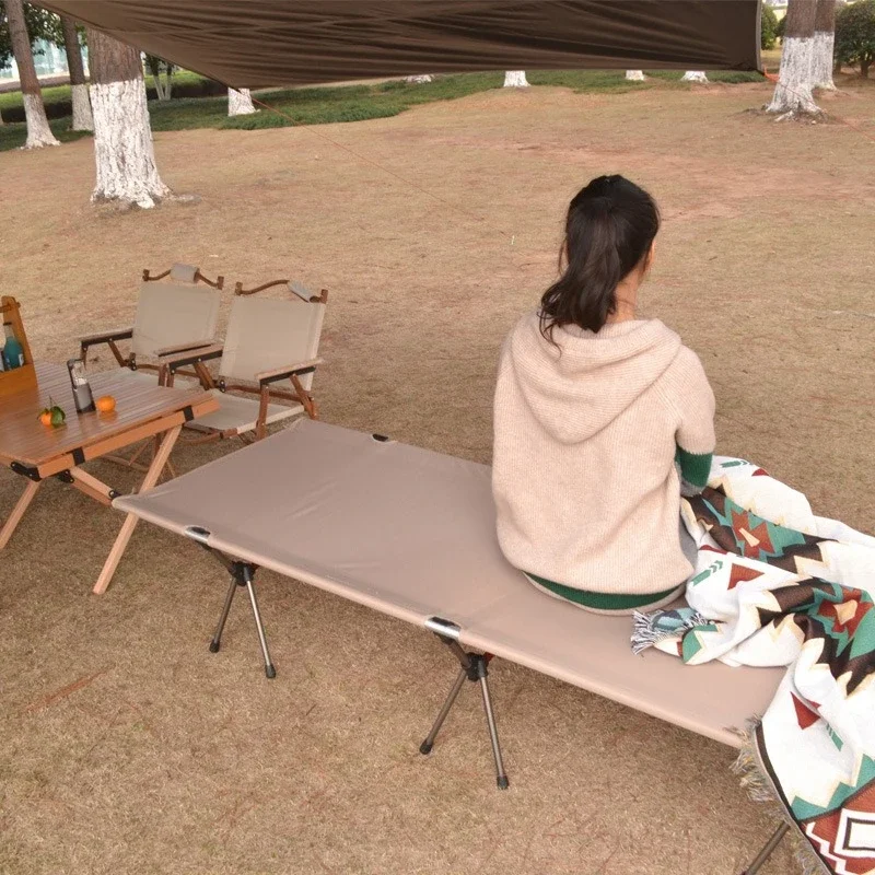 Lettino da campeggio elevato per esterni, facile smontaggio, pausa pranzo, singola lega di alluminio allargata
