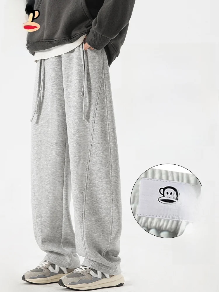 

PaulFrank Men's Spring Autumn Fce Lined Casual Pants Loose Fit Curved Blade Design Spor Comfortable Straight Leg Trousers