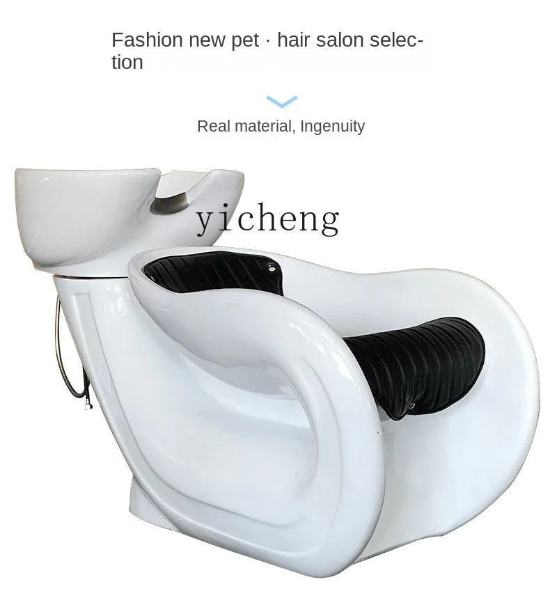 Zc Shampoo Chair Barber Shop for Hair Salon Flushing Bed Lying Half Ceramic Basin Salon Shampoo Bed