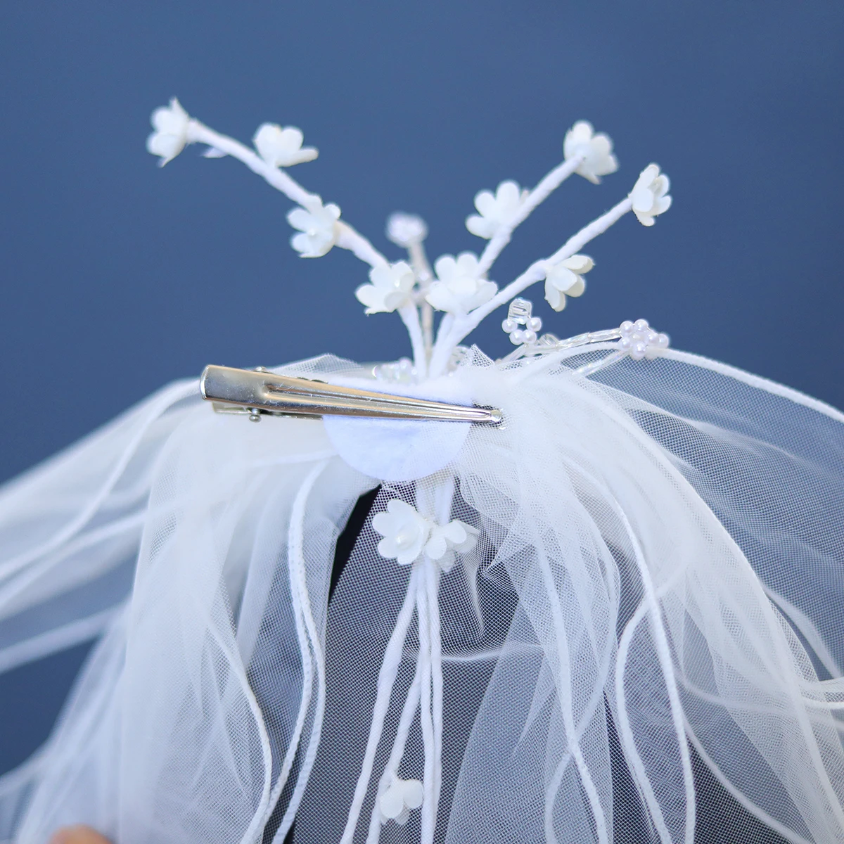 Handmade Flower Bridal Veil Headdress Headwear Sweet Bow Simple Hair Clip Wedding Hair Accessories