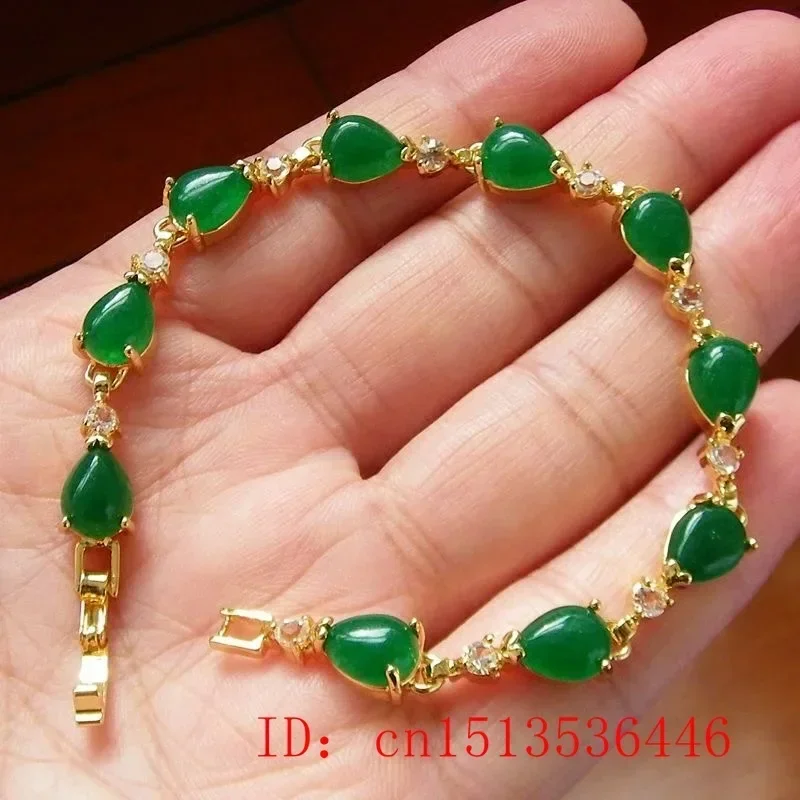 Natural Green Jade Agate LOVE Beads Bracelet Adjustable Bangle Charm Jewelry Yoga Water Drop Shell Flower Pendant Bracelet Woman