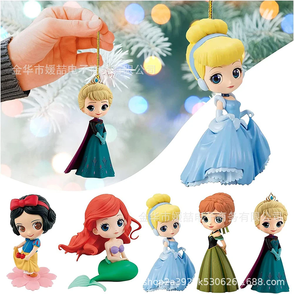 

Disney Princess Cartoon Christmas Tree Ornament Pendant Anime Figures Frozen Elsa Anna Snow White Home Christmas Decoration Toys